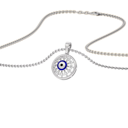 Twilight Dime Evil Eye Diamond Pendant 9 KT / White Gold