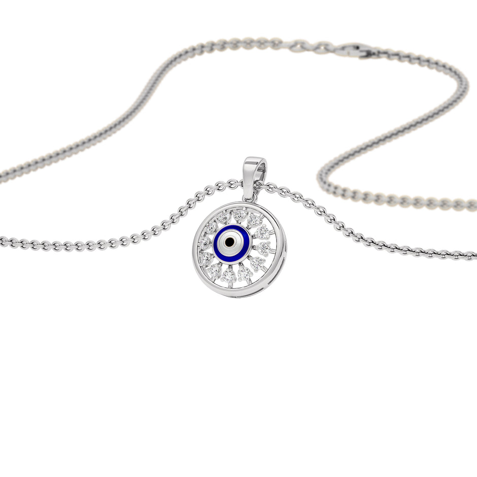 Twilight Dime Evil Eye Diamond Pendant 9 KT / White Gold