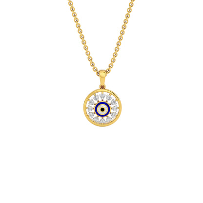 Twilight Dime Evil Eye Diamond Pendant 9 KT / Yellow Gold