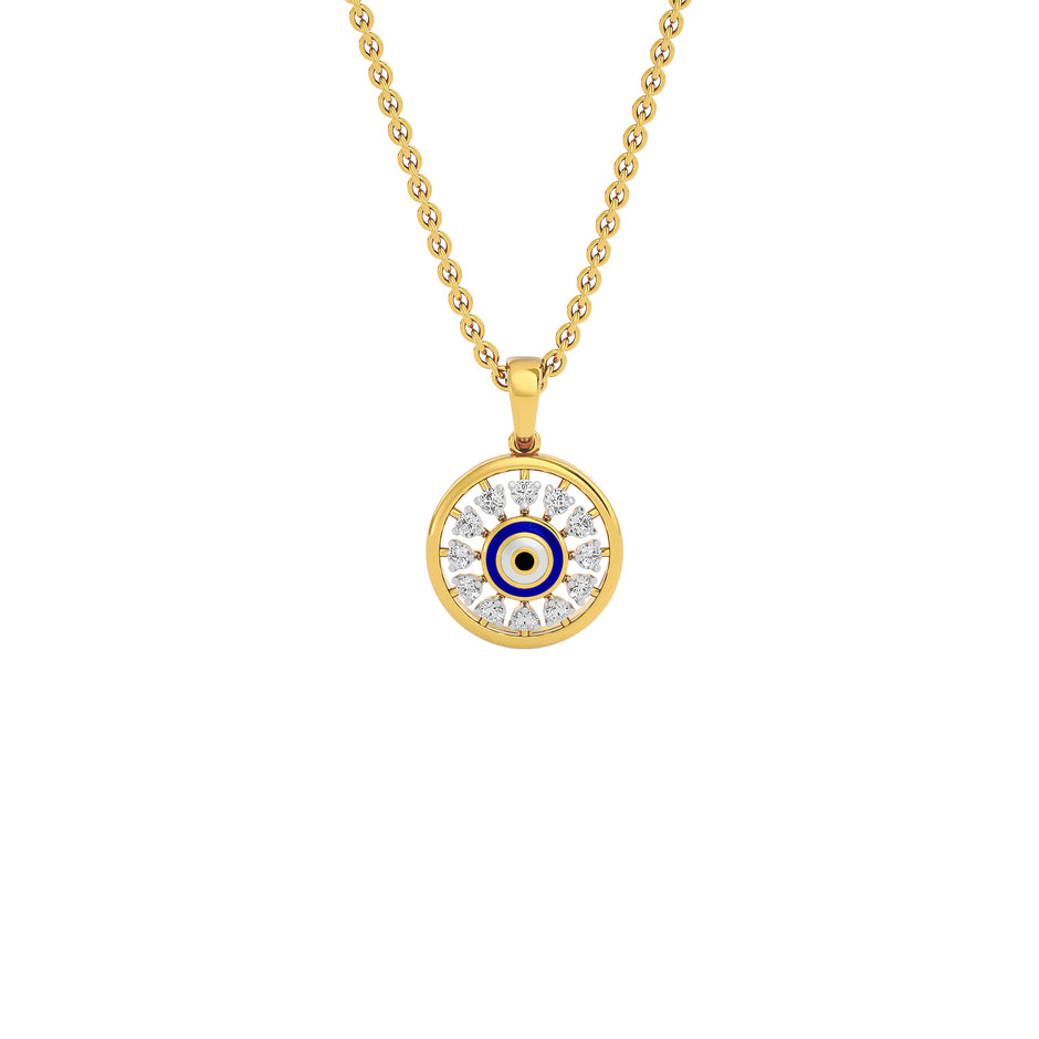 Twilight Dime Evil Eye Diamond Pendant 9 KT / Yellow Gold