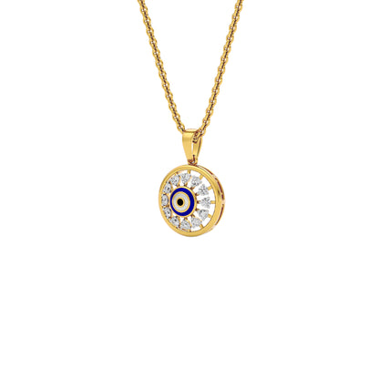 Twilight Dime Evil Eye Diamond Pendant 9 KT / Yellow Gold