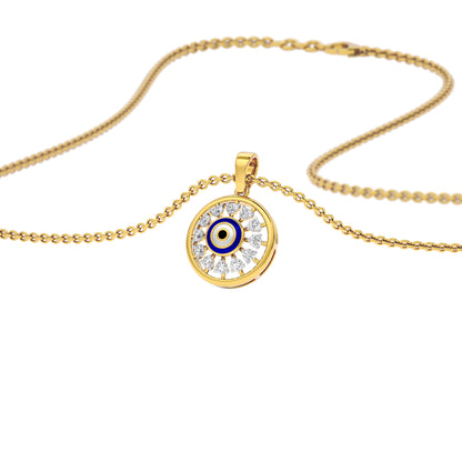 Twilight Dime Evil Eye Diamond Pendant 9 KT / Yellow Gold