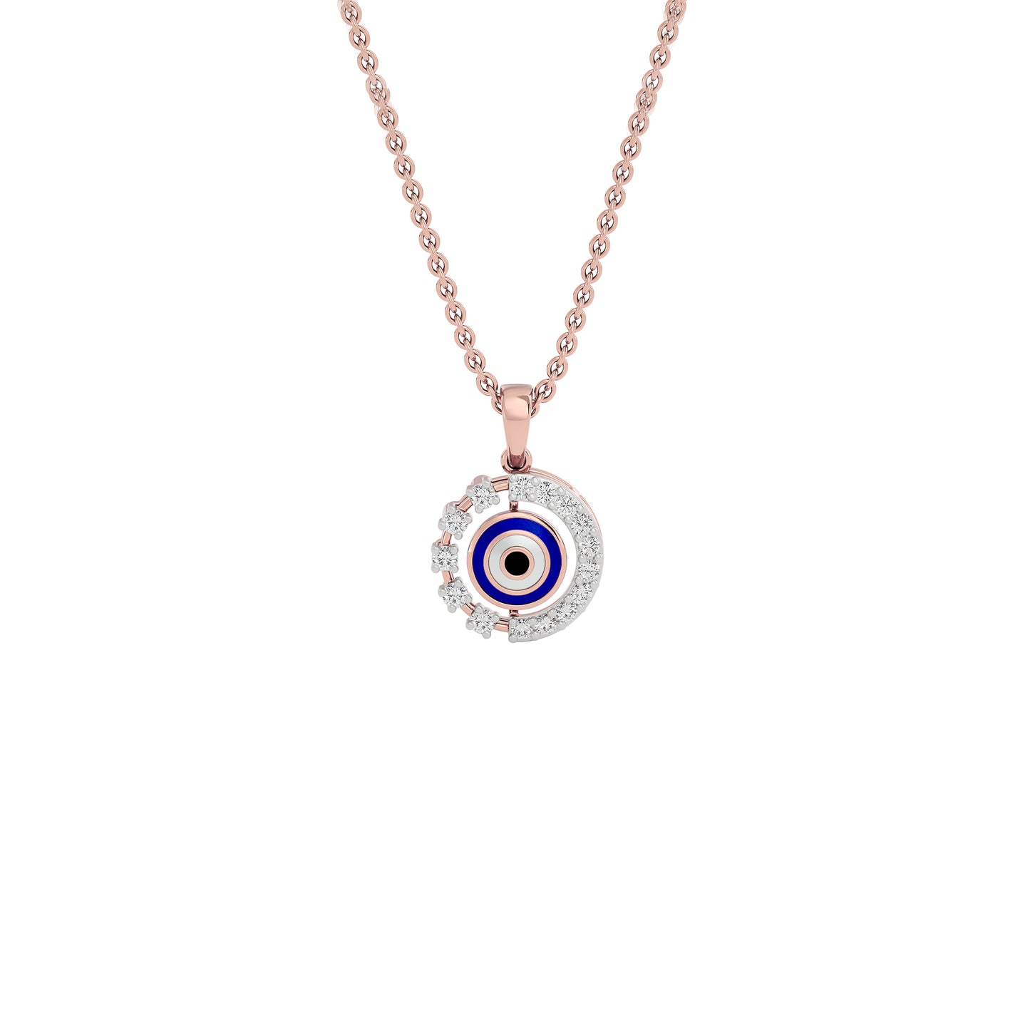 Her Orbit Evil Eye Diamond Pendant 9 KT / Rose Gold