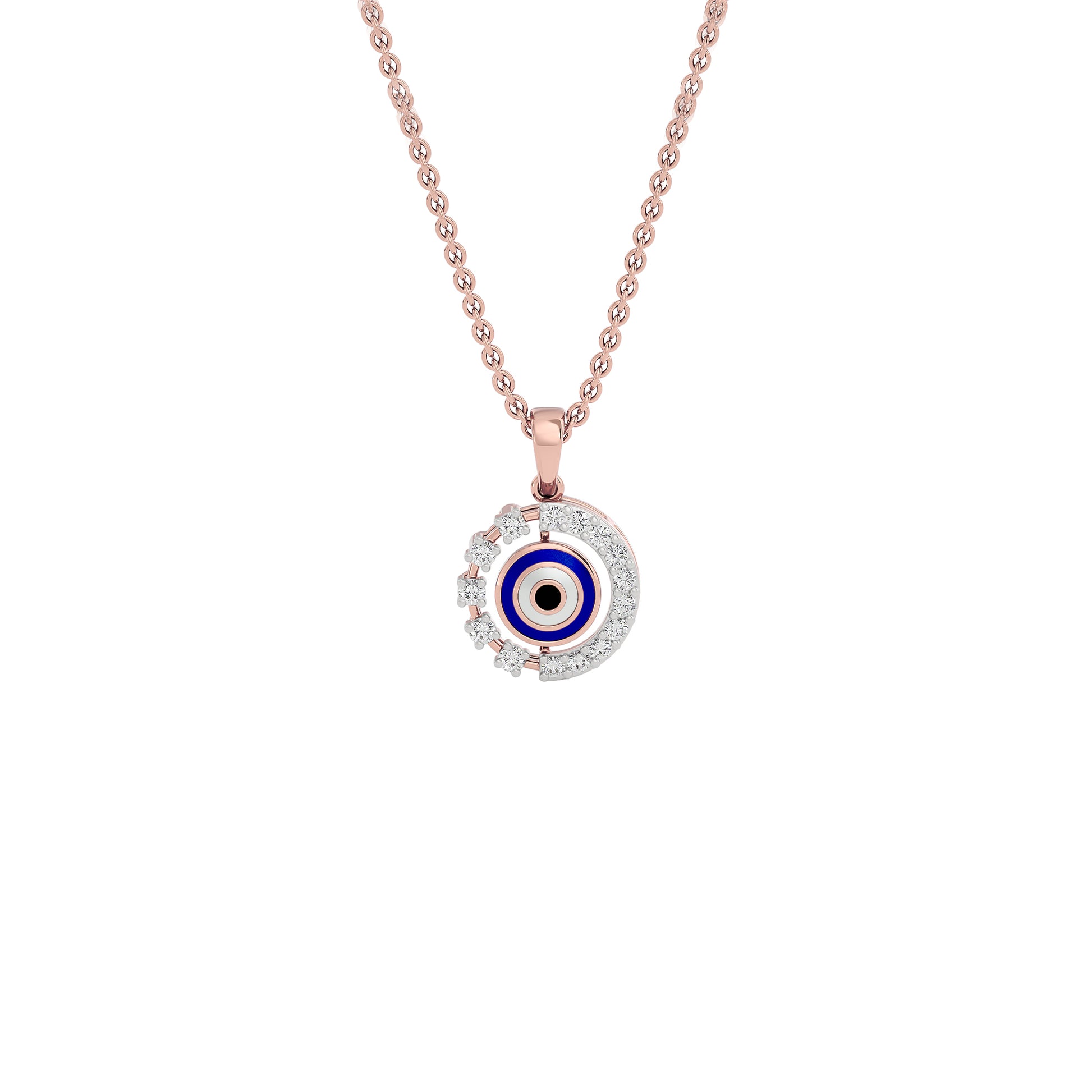 Her Orbit Evil Eye Diamond Pendant 9 KT / Rose Gold