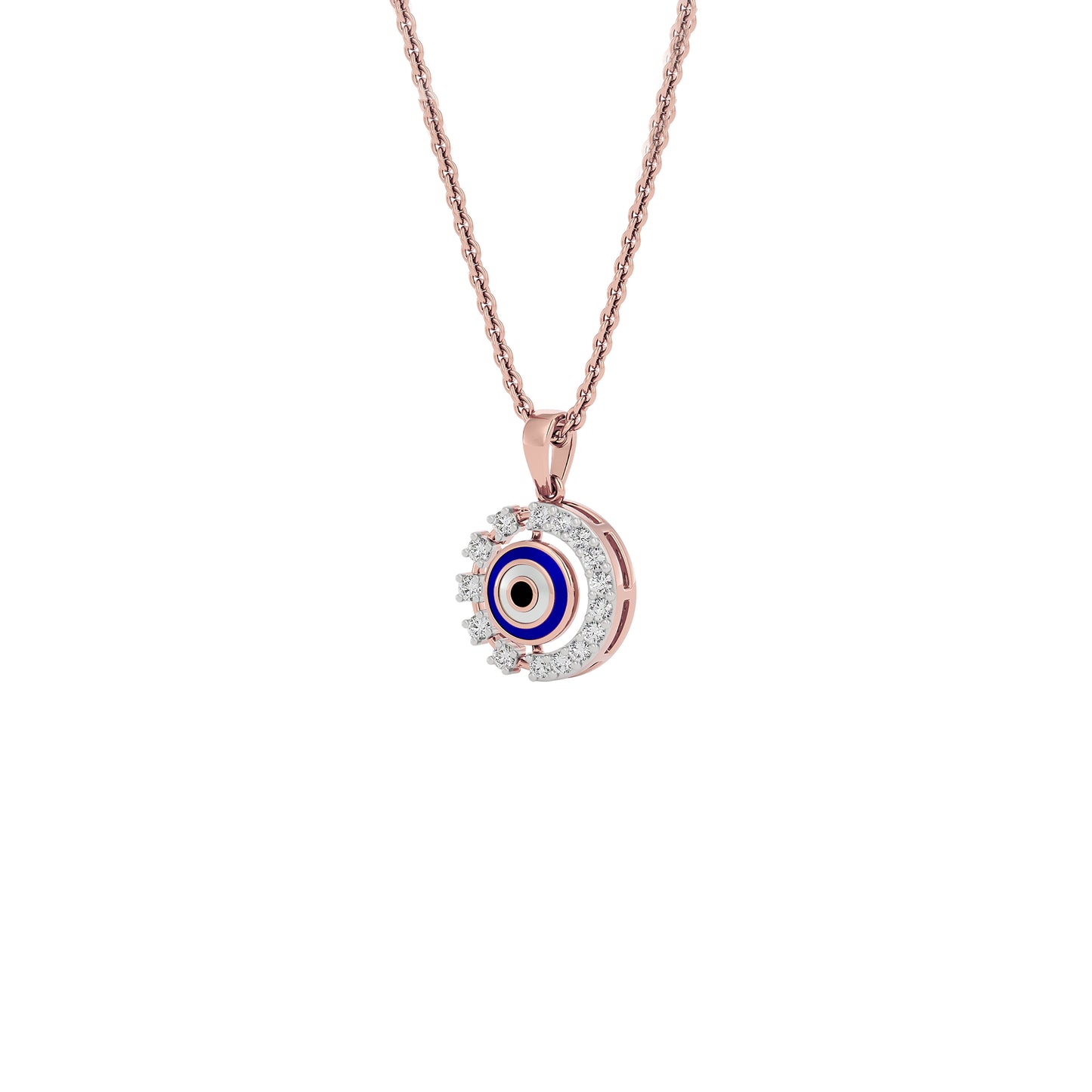 Her Orbit Evil Eye Diamond Pendant 9 KT / Rose Gold
