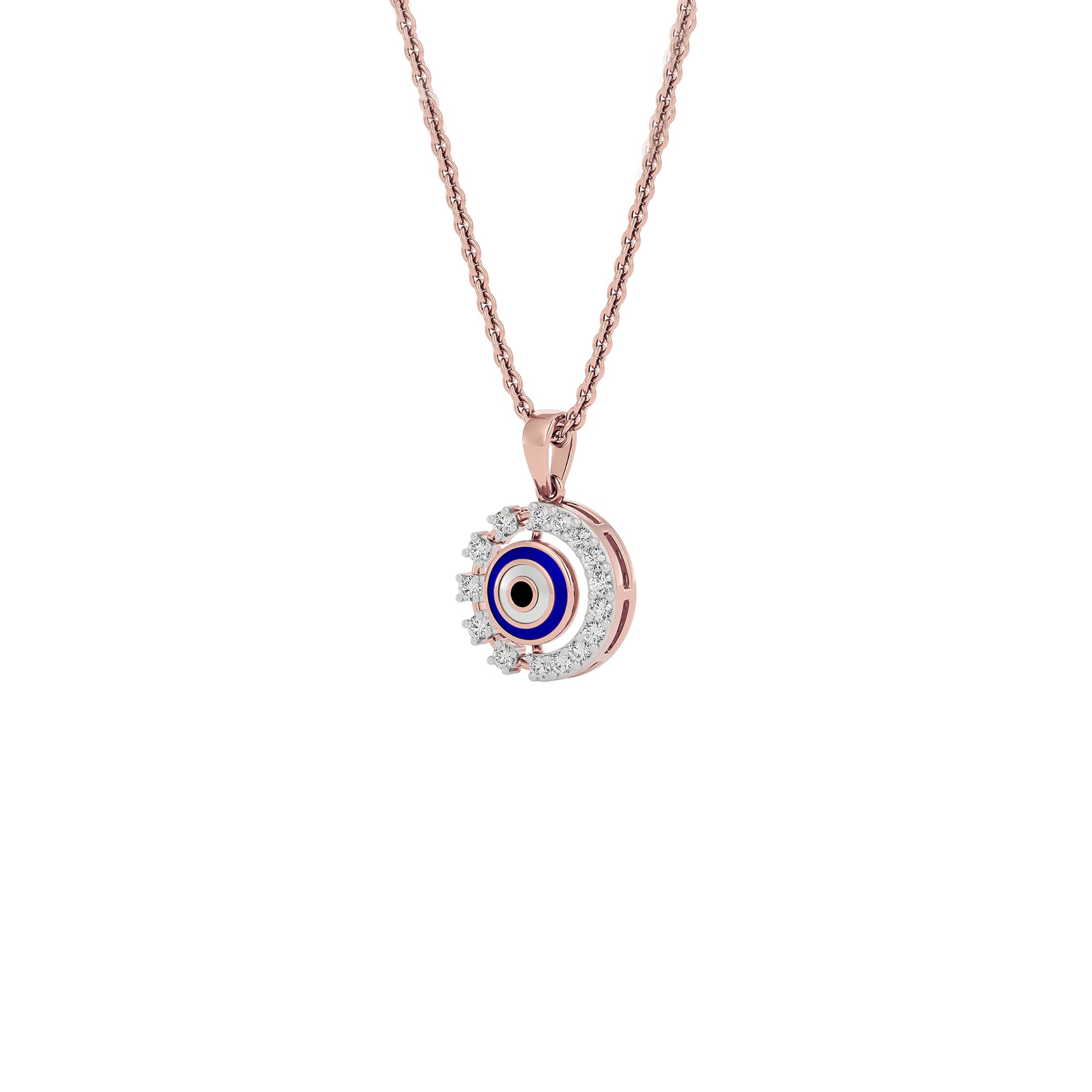 Her Orbit Evil Eye Diamond Pendant 9 KT / Rose Gold