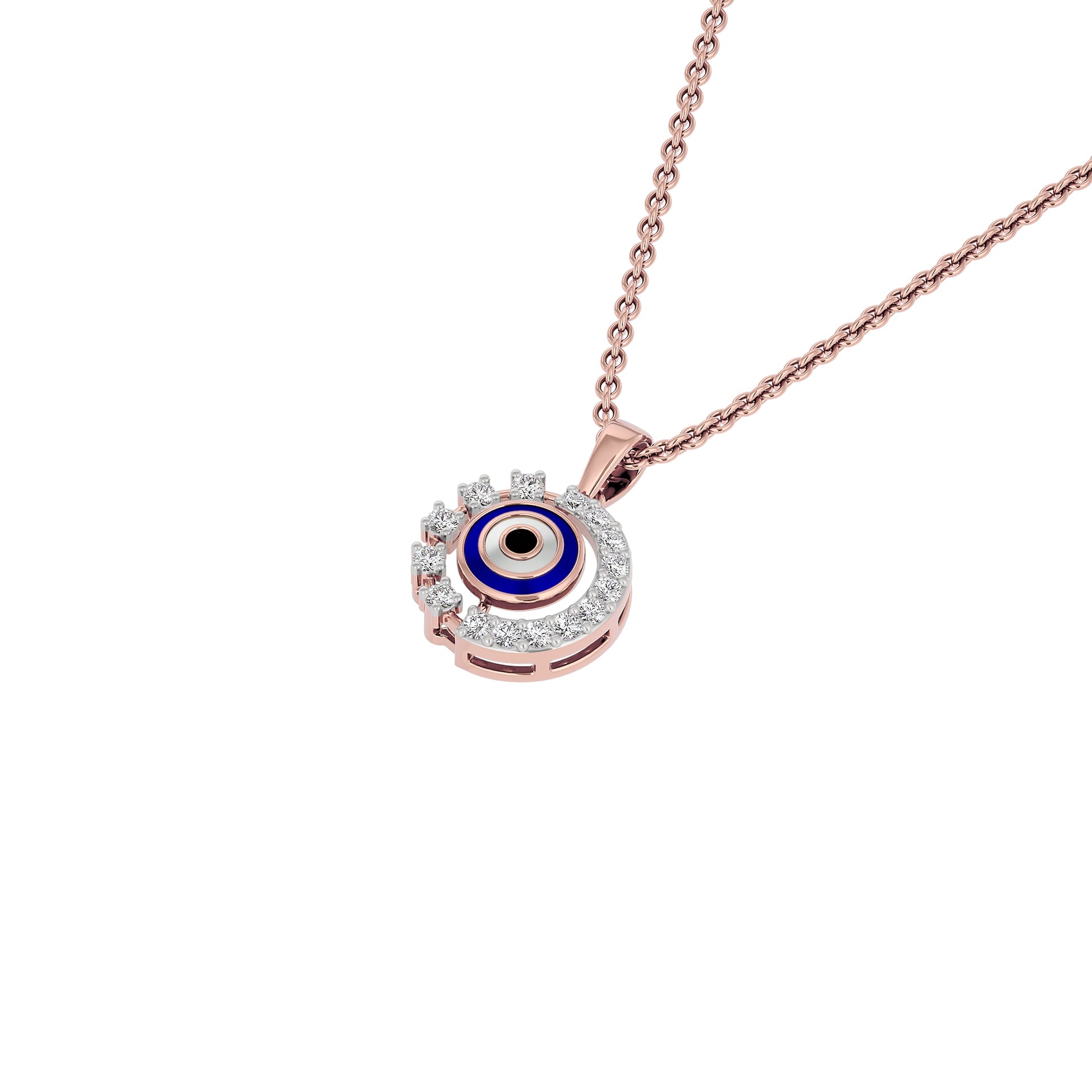 Her Orbit Evil Eye Diamond Pendant 9 KT / Rose Gold