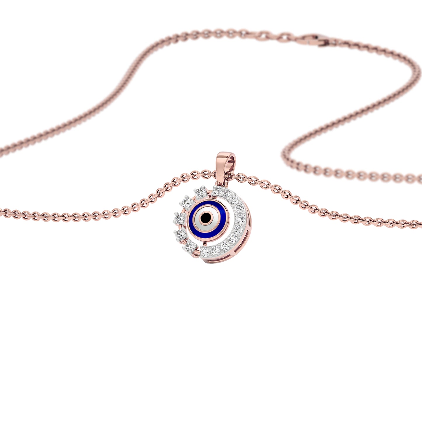 Her Orbit Evil Eye Diamond Pendant 9 KT / Rose Gold