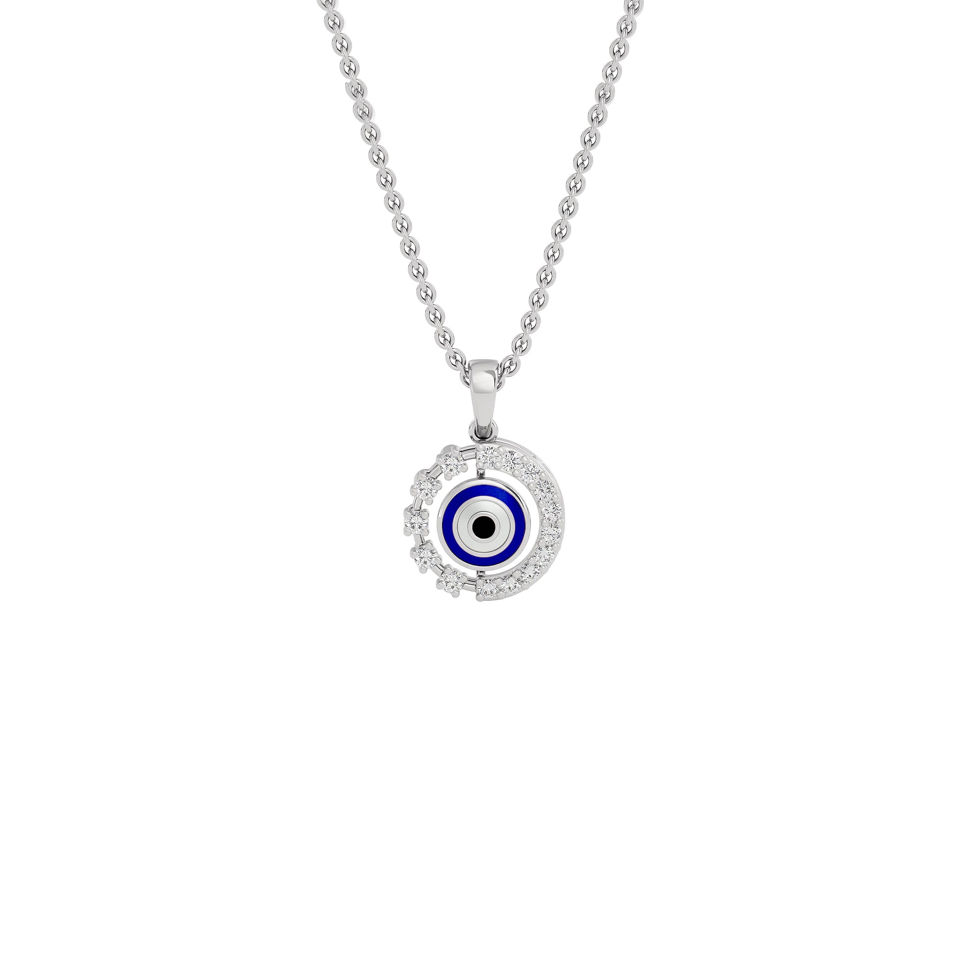 Her Orbit Evil Eye Diamond Pendant 9 KT / White Gold