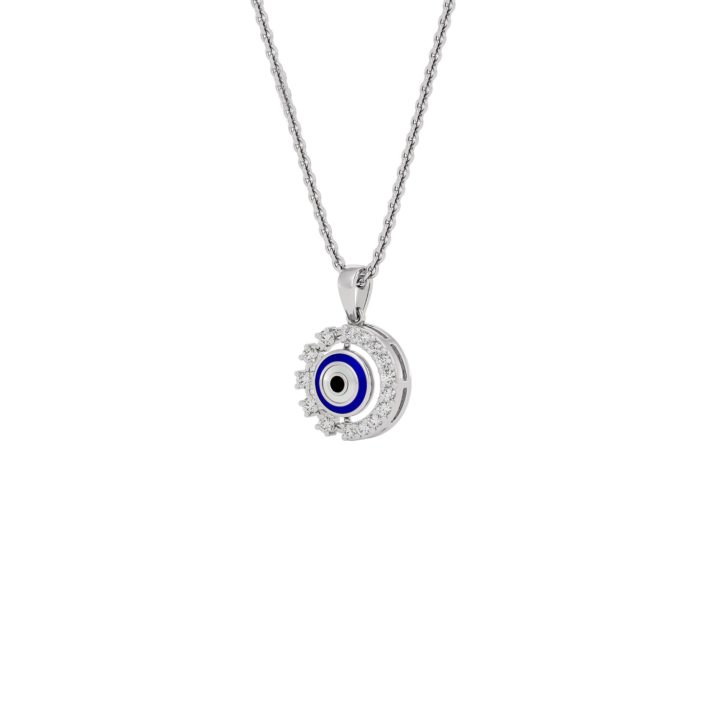 Her Orbit Evil Eye Diamond Pendant 9 KT / White Gold