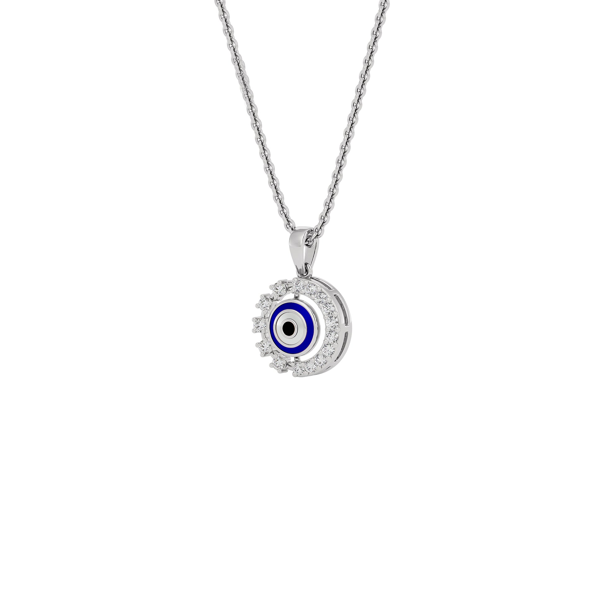 Her Orbit Evil Eye Diamond Pendant 9 KT / White Gold