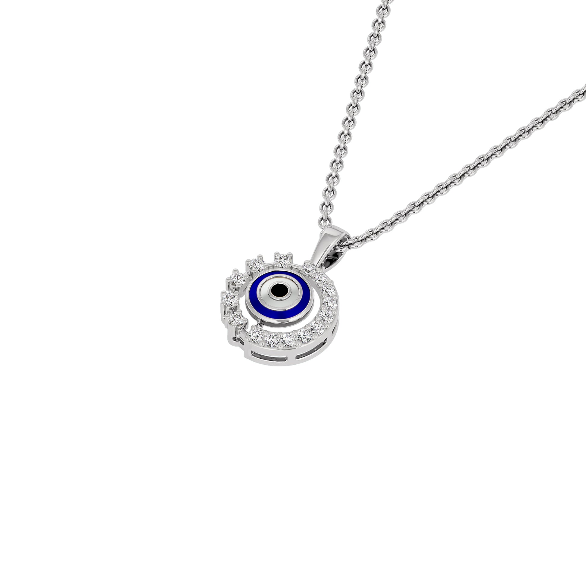 Her Orbit Evil Eye Diamond Pendant 9 KT / White Gold