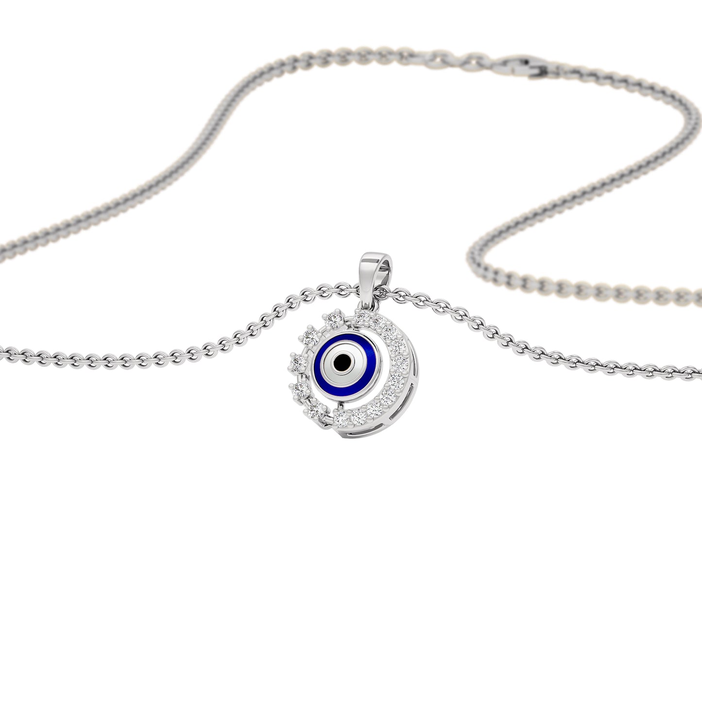 Her Orbit Evil Eye Diamond Pendant 9 KT / White Gold