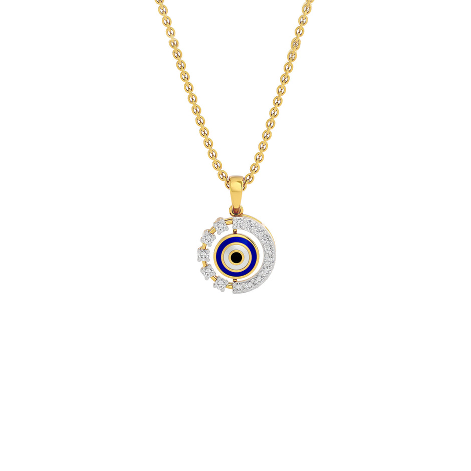 Her Orbit Evil Eye Diamond Pendant 9 KT / Yellow Gold