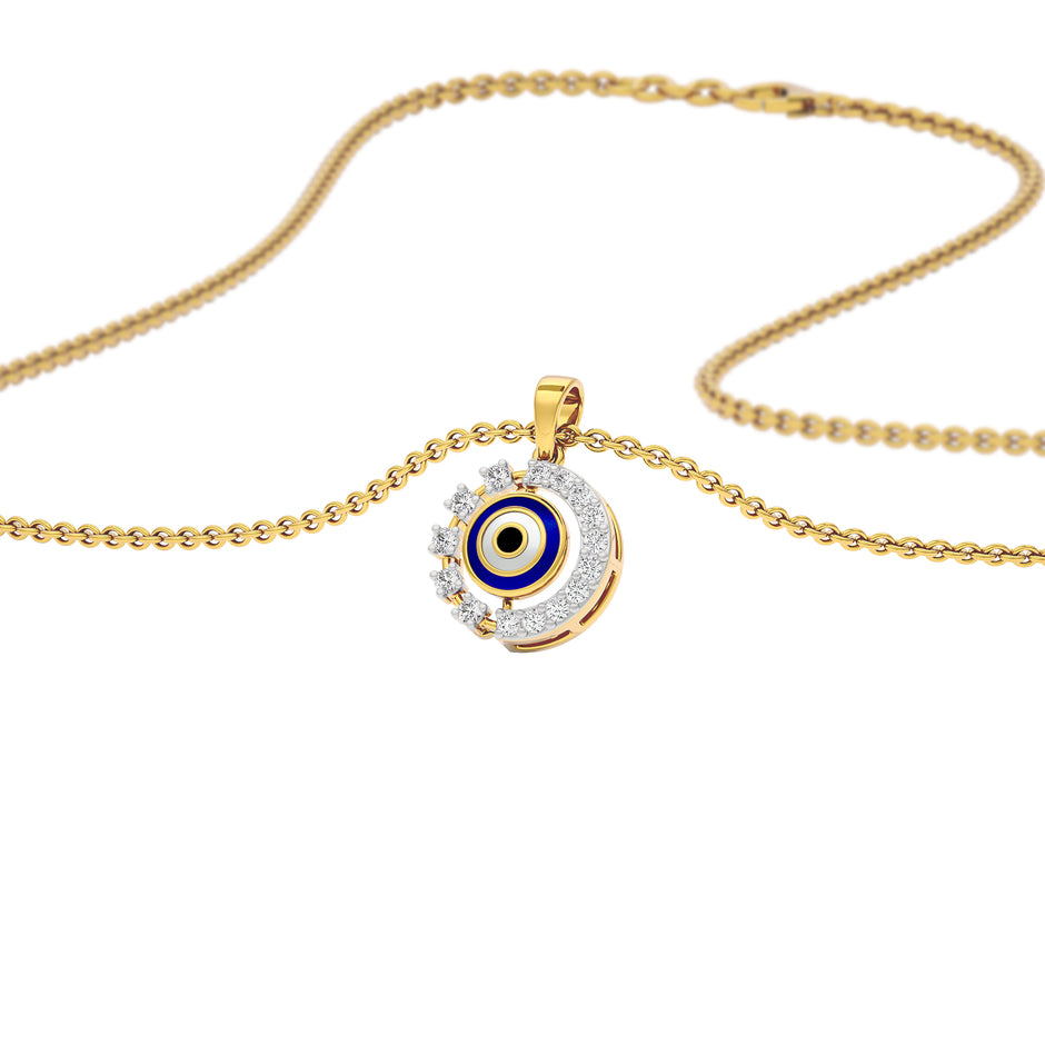 Her Orbit Evil Eye Diamond Pendant 9 KT / Yellow Gold