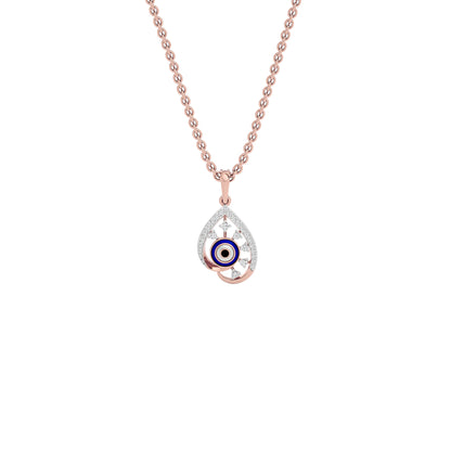 The Curvey Pearlet Evil Eye Diamond Pendant 9 KT / Rose Gold