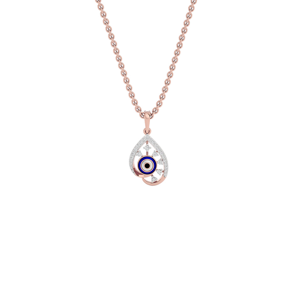 The Curvey Pearlet Evil Eye Diamond Pendant 9 KT / Rose Gold