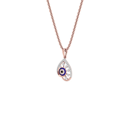 The Curvey Pearlet Evil Eye Diamond Pendant 9 KT / Rose Gold