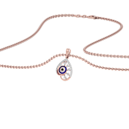 The Curvey Pearlet Evil Eye Diamond Pendant 9 KT / Rose Gold