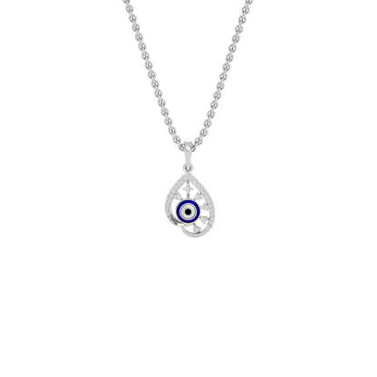 The Curvey Pearlet Evil Eye Diamond Pendant 9 KT / White Gold