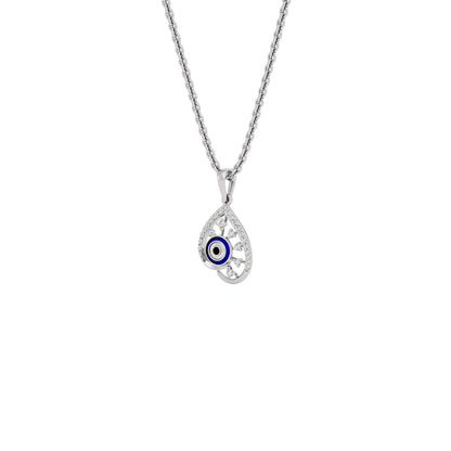 The Curvey Pearlet Evil Eye Diamond Pendant 9 KT / White Gold