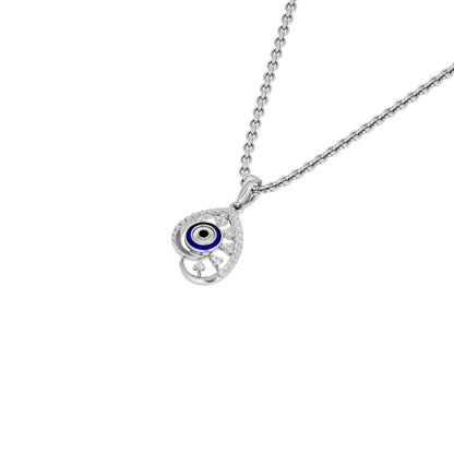 The Curvey Pearlet Evil Eye Diamond Pendant 9 KT / White Gold