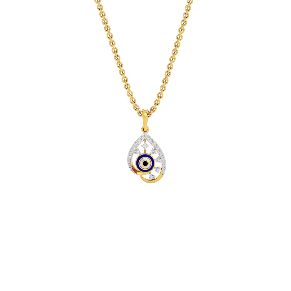 The Curvey Pearlet Evil Eye Diamond Pendant 9 KT / Yellow Gold