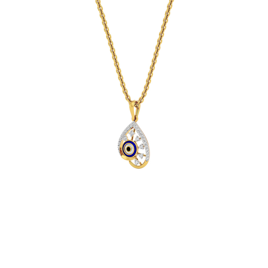 The Curvey Pearlet Evil Eye Diamond Pendant 9 KT / Yellow Gold