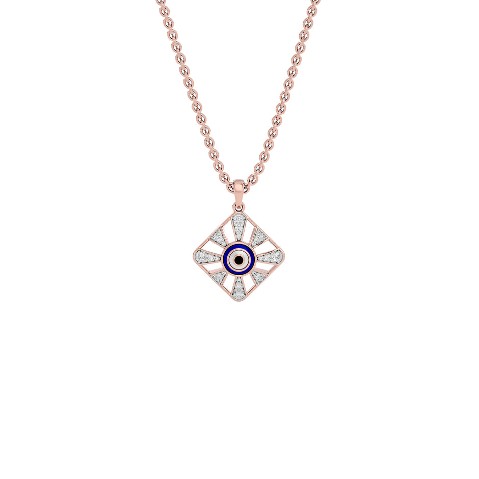 Alluring Quads Evil Eye Diamond Pendant 9 KT / Rose Gold