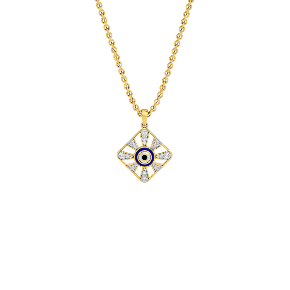 Alluring Quads Evil Eye Diamond Pendant 9 KT / Yellow Gold
