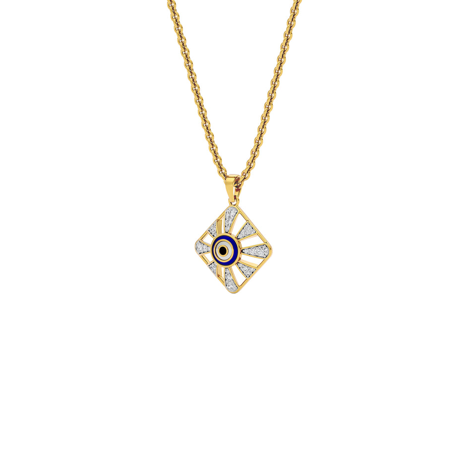 Alluring Quads Evil Eye Diamond Pendant 9 KT / Yellow Gold