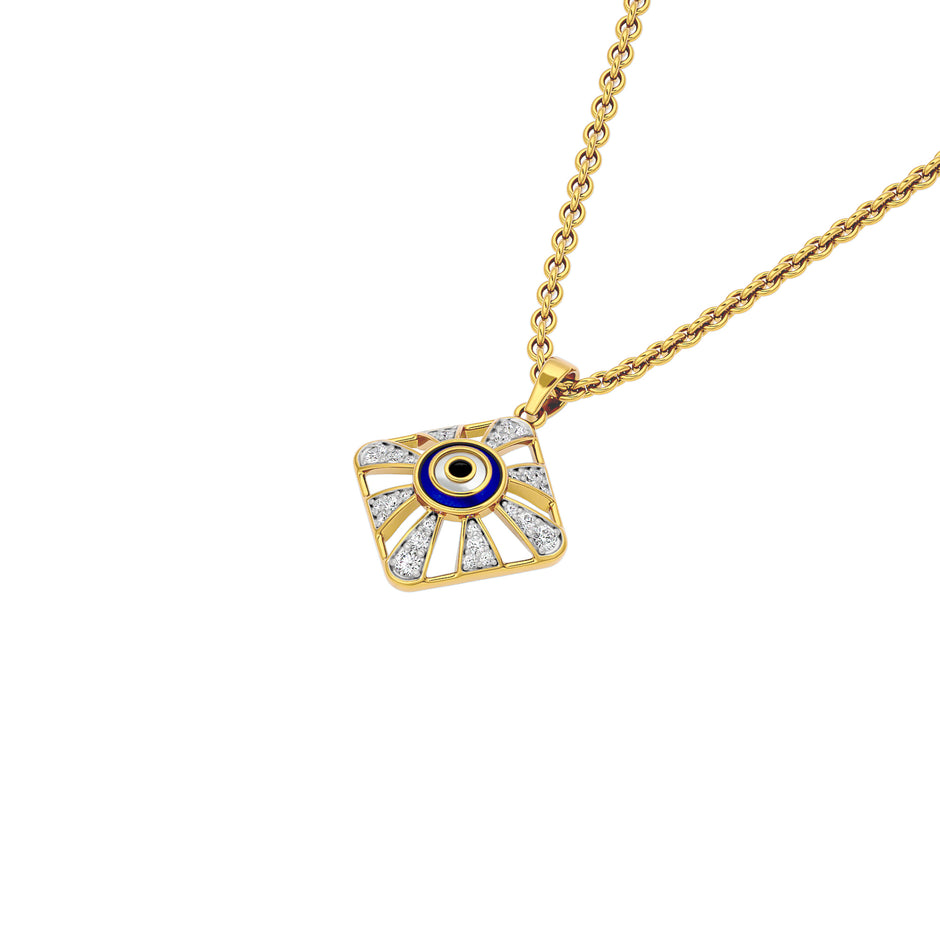 Alluring Quads Evil Eye Diamond Pendant 9 KT / Yellow Gold