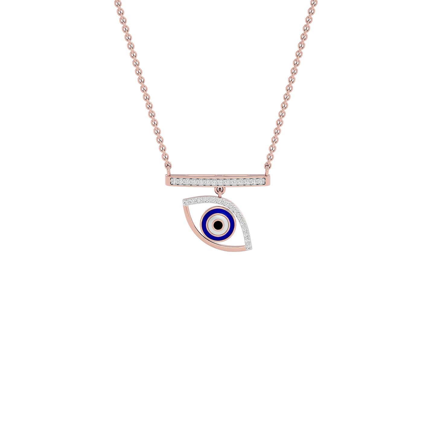 Lustrous Evil Eye Diamond Pendant 9 KT / Rose Gold
