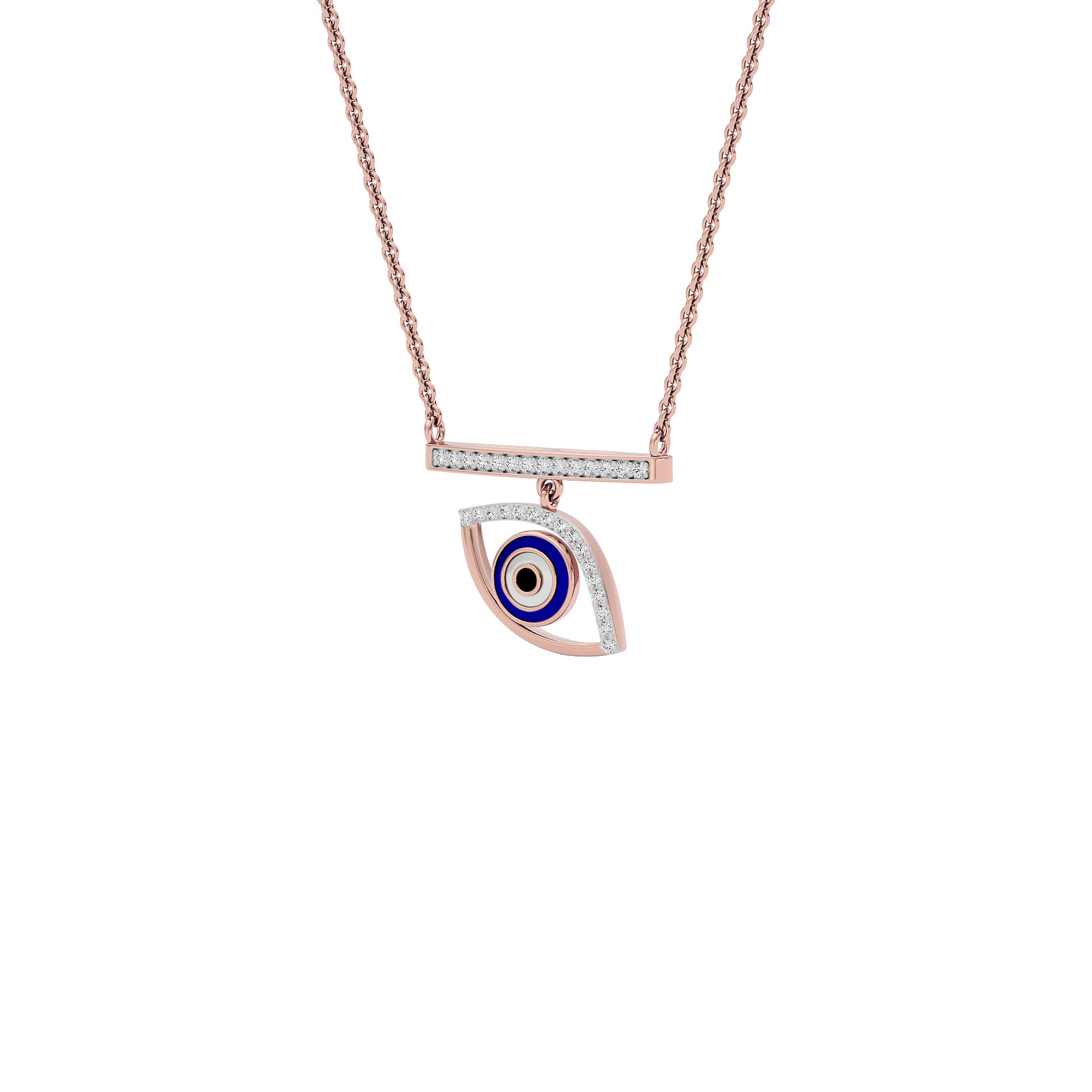 Lustrous Evil Eye Diamond Pendant 9 KT / Rose Gold