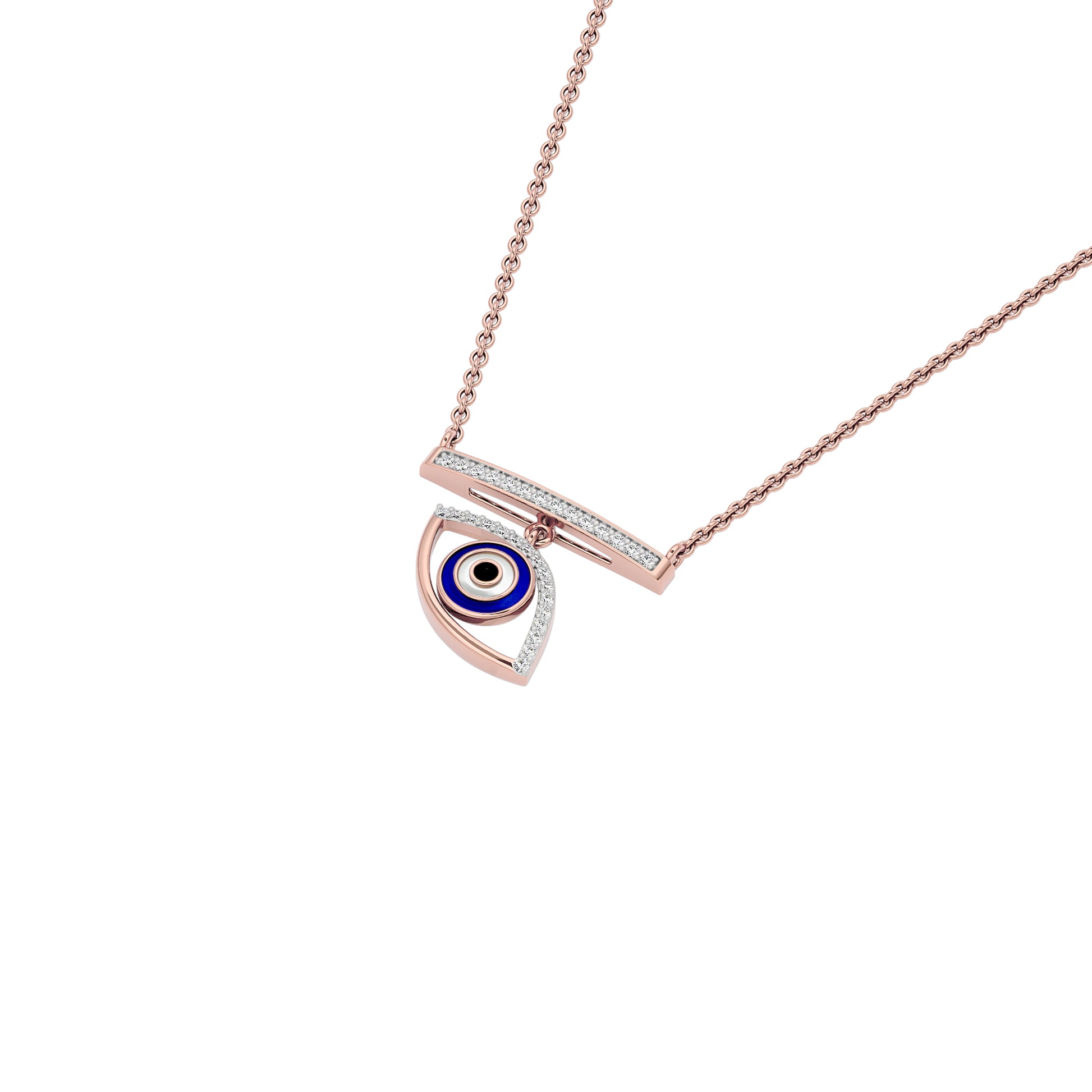 Lustrous Evil Eye Diamond Pendant 9 KT / Rose Gold