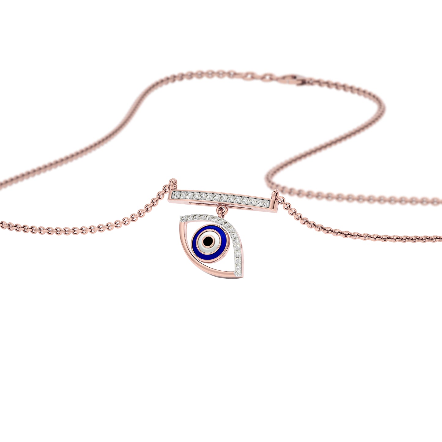 Lustrous Evil Eye Diamond Pendant 9 KT / Rose Gold