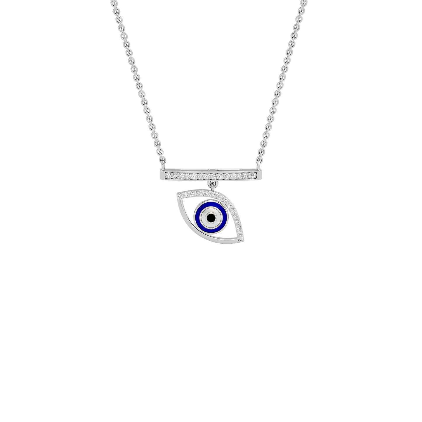 Lustrous Evil Eye Diamond Pendant 9 KT / White Gold