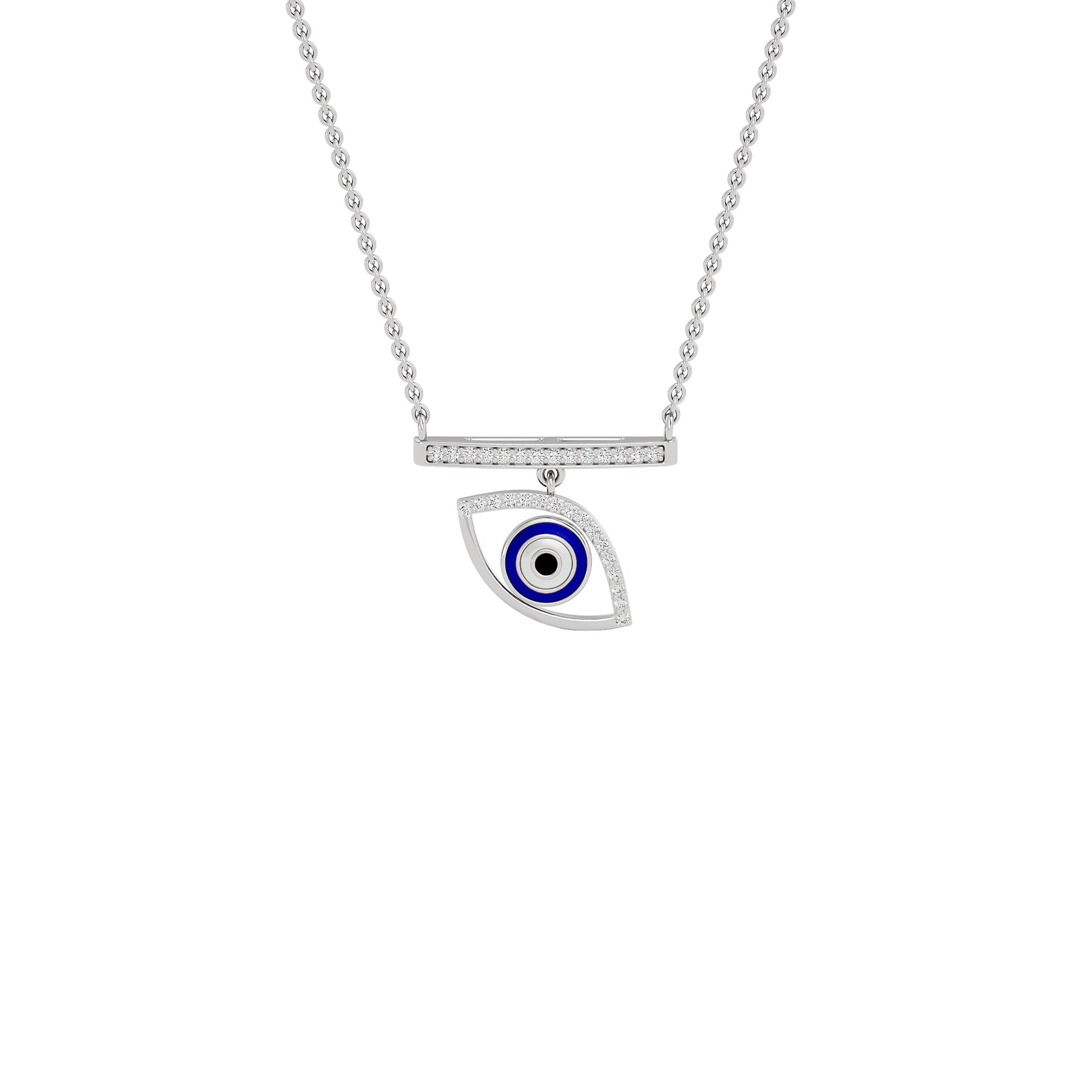Lustrous Evil Eye Diamond Pendant 9 KT / White Gold