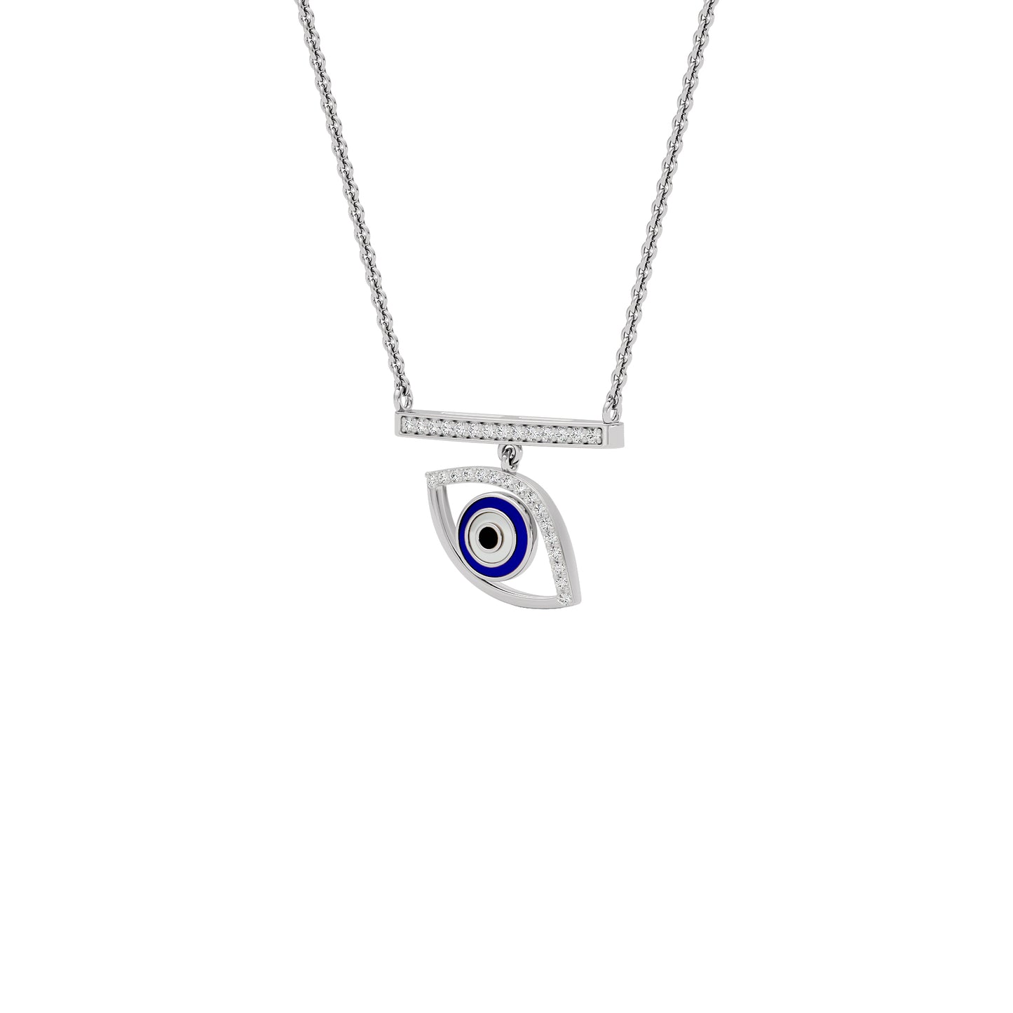 Lustrous Evil Eye Diamond Pendant 9 KT / White Gold