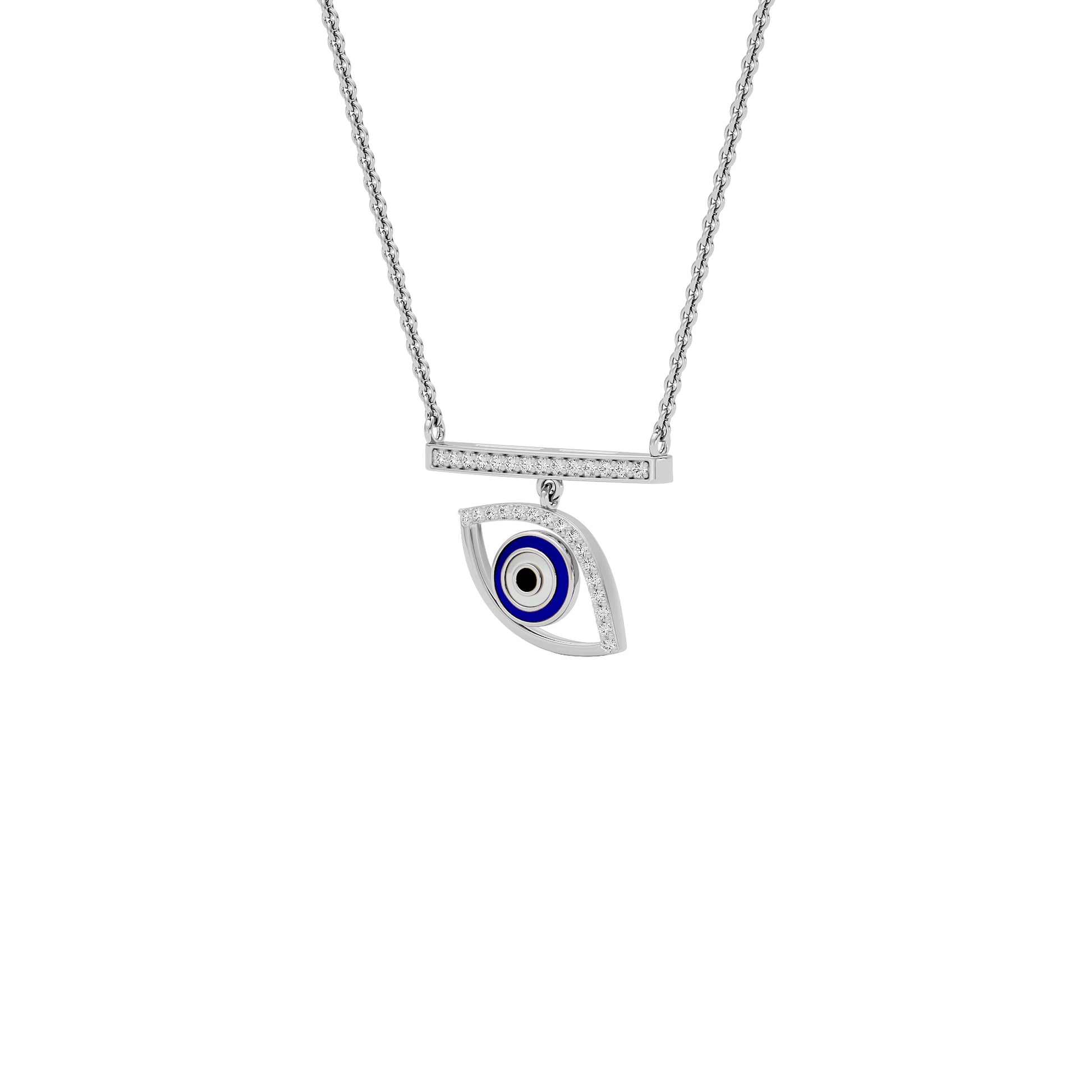 Lustrous Evil Eye Diamond Pendant 9 KT / White Gold