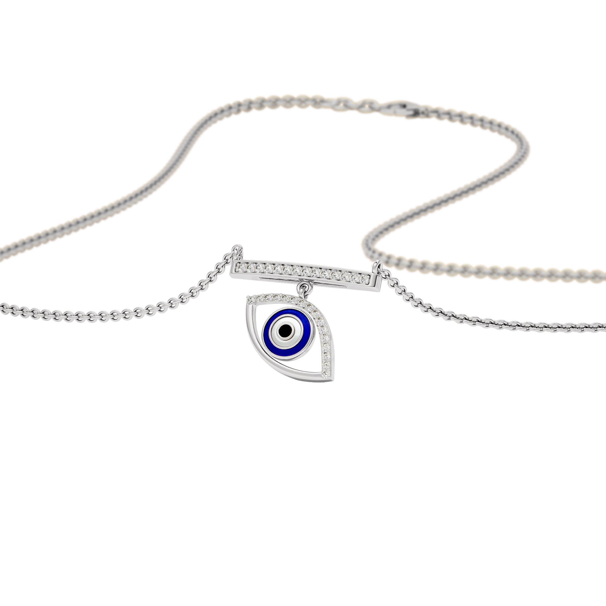 Lustrous Evil Eye Diamond Pendant 9 KT / White Gold