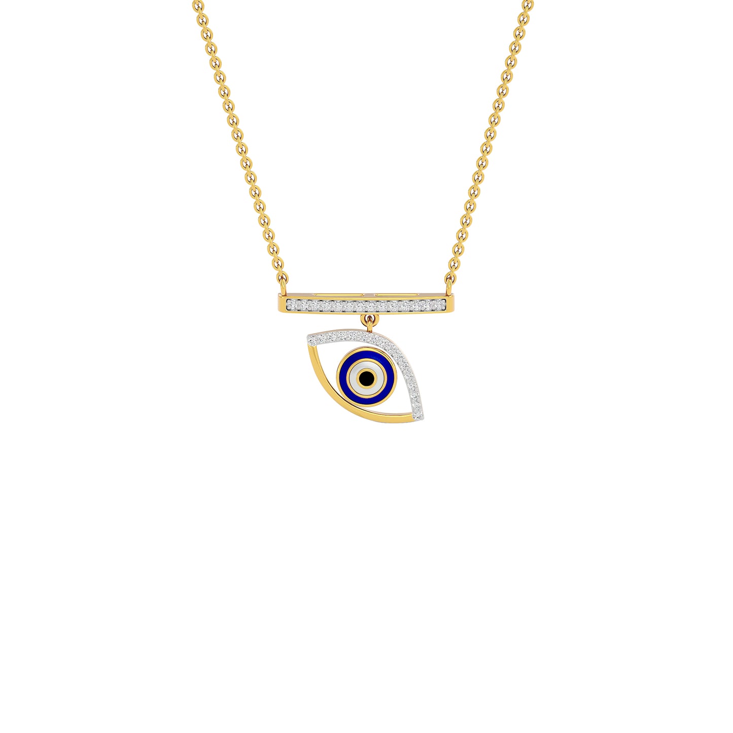 Lustrous Evil Eye Diamond Pendant 9 KT / Yellow Gold