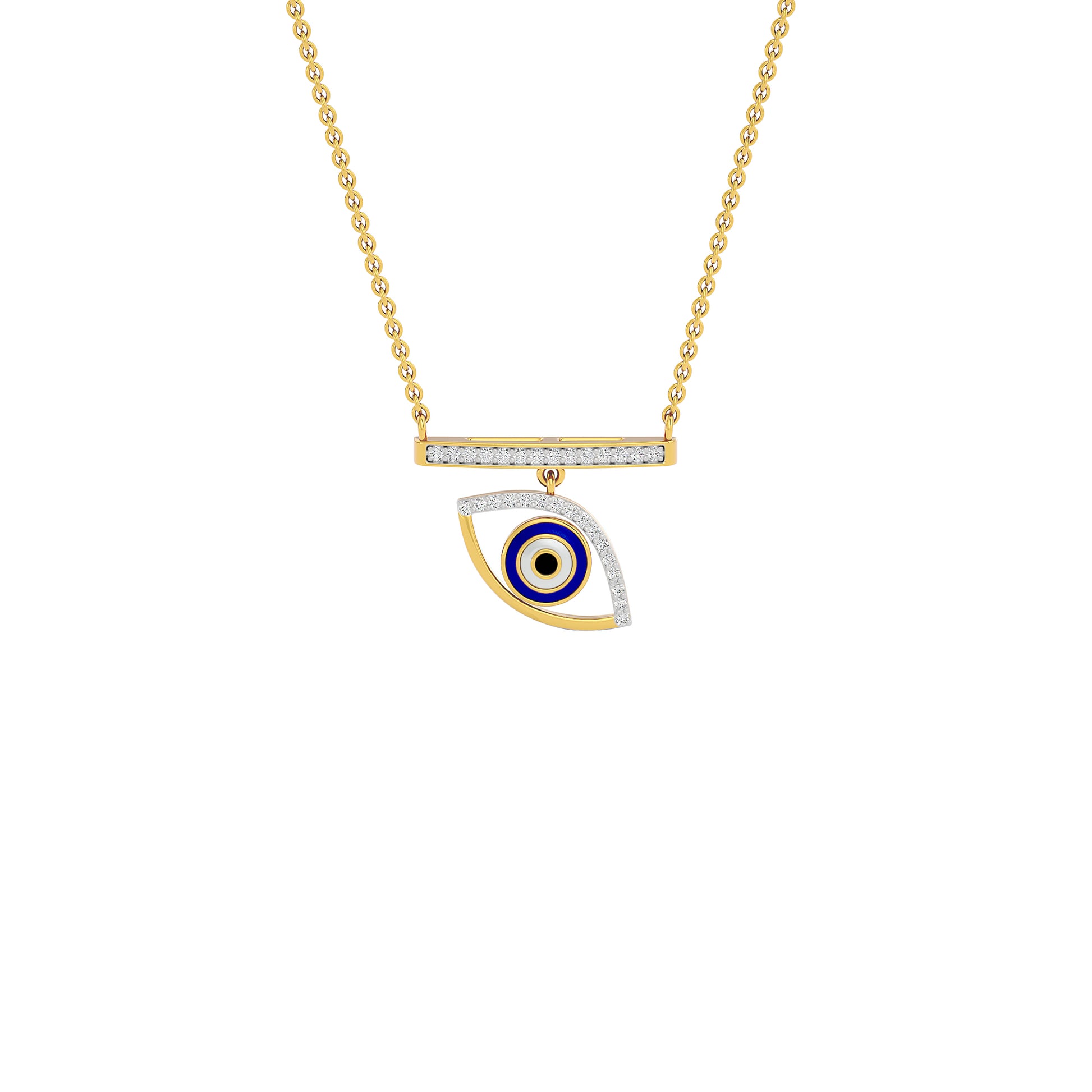 Lustrous Evil Eye Diamond Pendant 9 KT / Yellow Gold