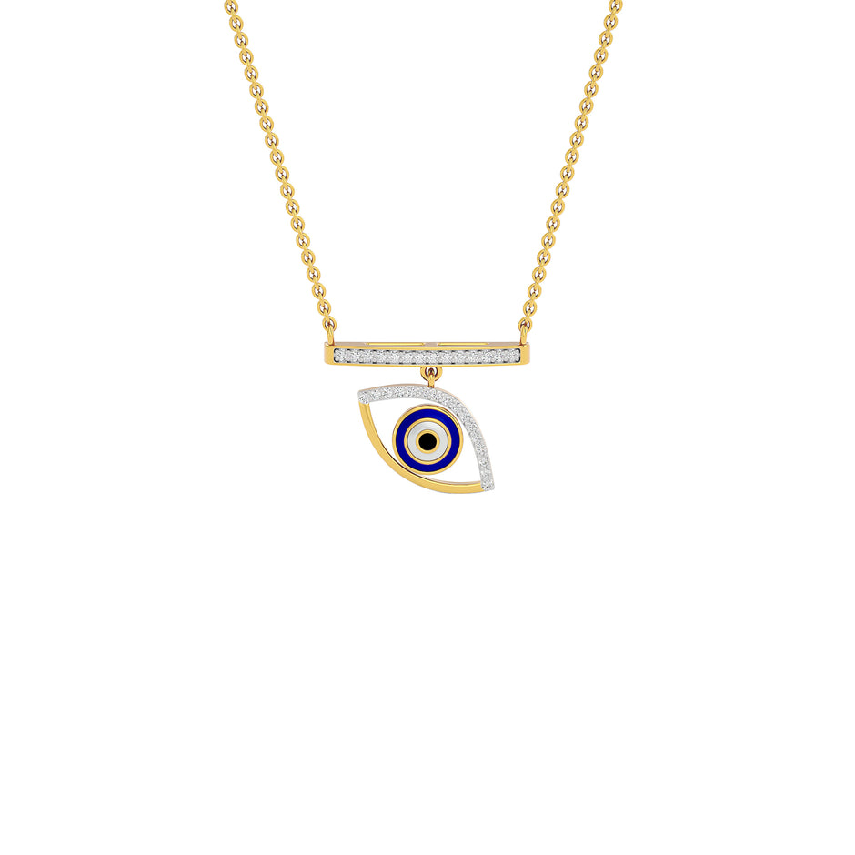 Lustrous Evil Eye Diamond Pendant 9 KT / Yellow Gold