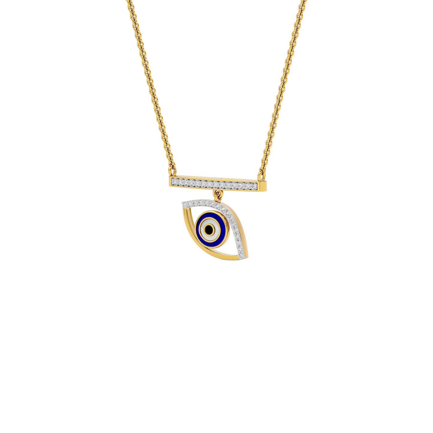Lustrous Evil Eye Diamond Pendant 9 KT / Yellow Gold