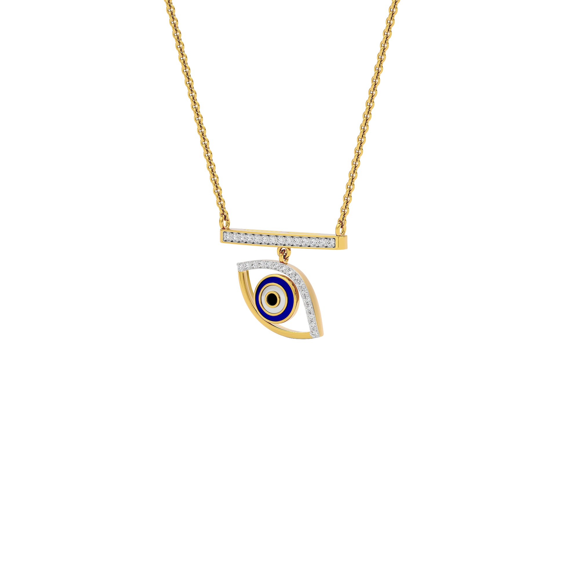 Lustrous Evil Eye Diamond Pendant 9 KT / Yellow Gold