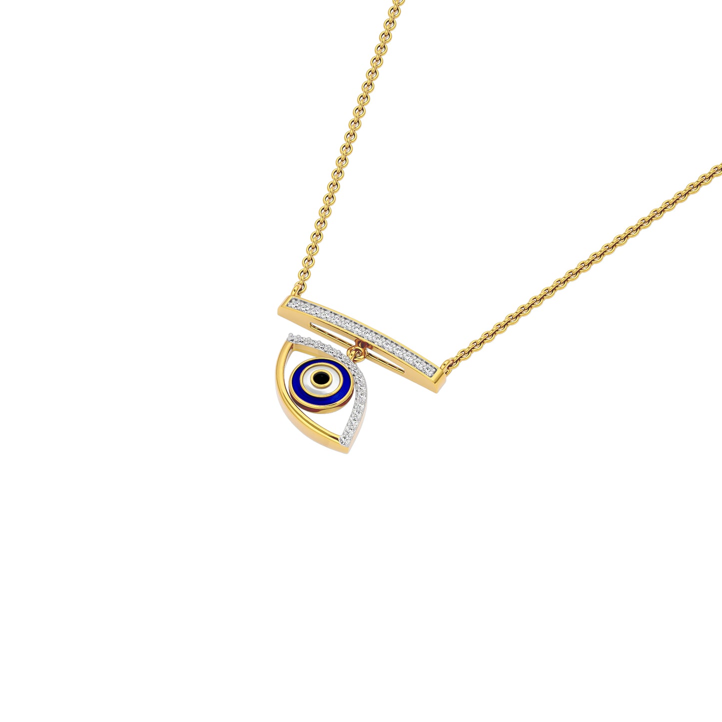 Lustrous Evil Eye Diamond Pendant 9 KT / Yellow Gold