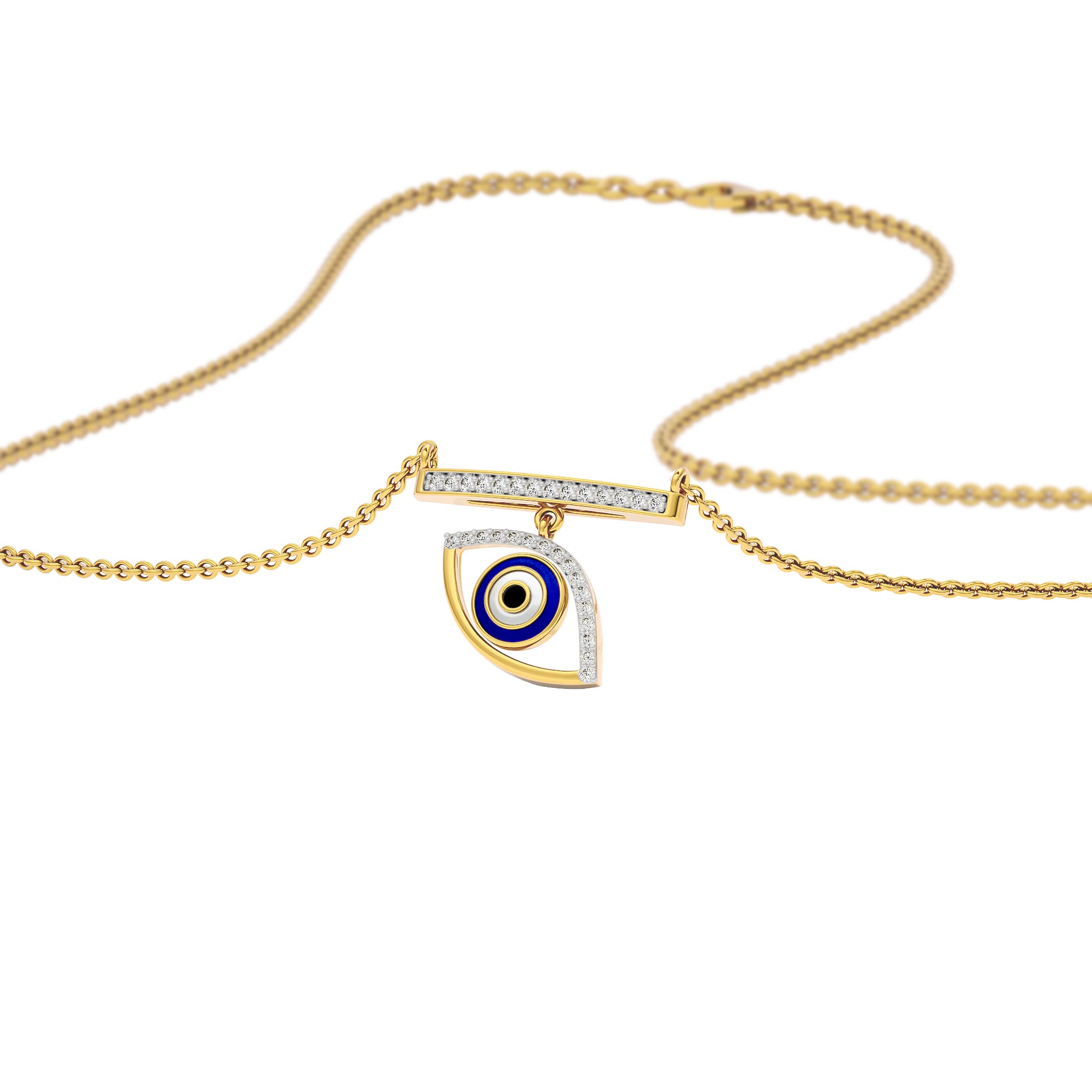 Lustrous Evil Eye Diamond Pendant 9 KT / Yellow Gold
