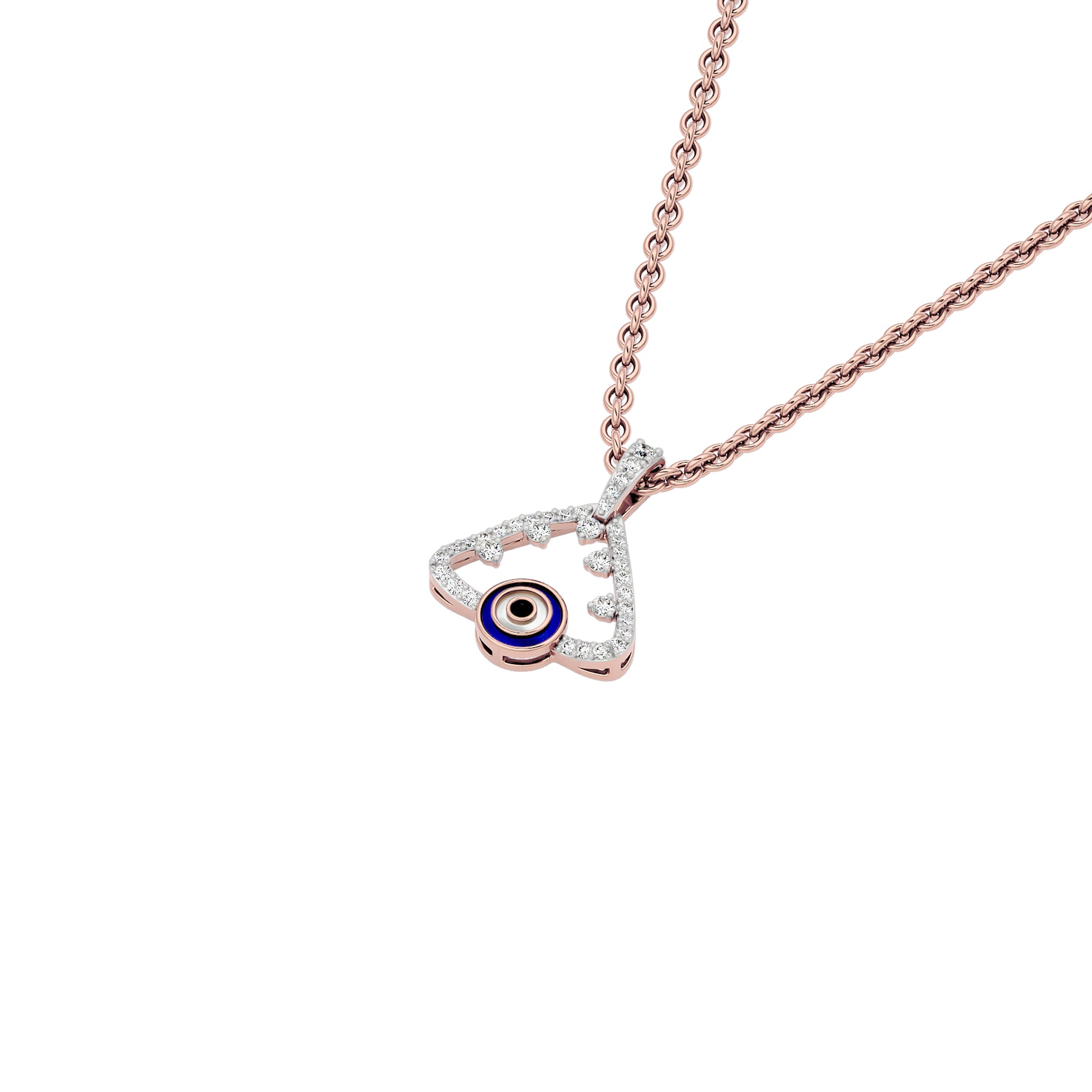 Jinx It Angle Evil Eye Diamond Pendant 9 KT / Rose Gold