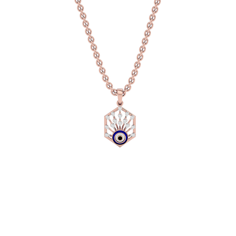 The Mystic Hex Evil Eye Diamond Pendant 9 KT / Rose Gold
